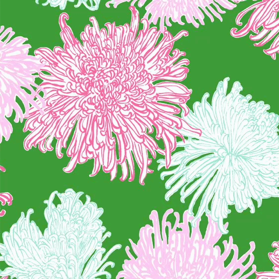 bright green and pink floral print