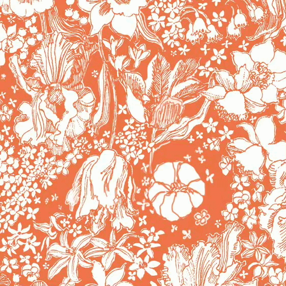 orange and white floral print