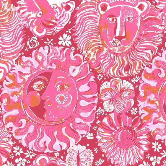 pink and brown print