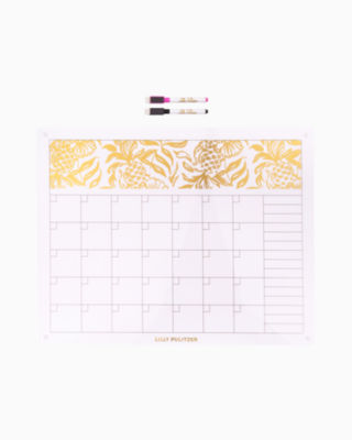 Acrylic Dry Erase Calendar, Gold Metallic Bon Vivants, large - Lilly Pulitzer