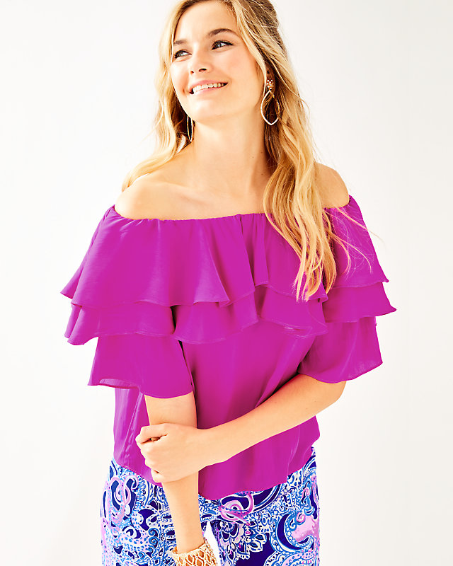 Haylee Off The Shoulder Top, , large - Lilly Pulitzer