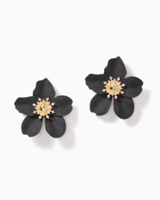 Lilly Pulitzer Oversized Orchid Earrings In Onyx