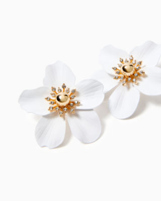 Lilly Pulitzer Oversized Orchid Earrings In Resort White
