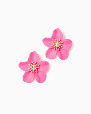 Shop Lilly Pulitzer Oversized Orchid Earrings In Roxie Pink