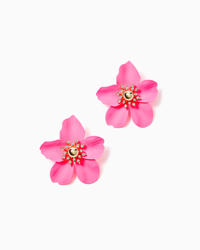 Oversized Orchid Earrings, Roxie Pink, large - Lilly Pulitzer