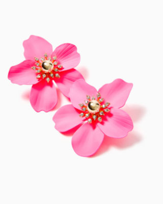 Shop Lilly Pulitzer Oversized Orchid Earrings In Roxie Pink