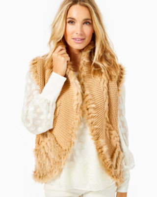 faux fur sweater vests