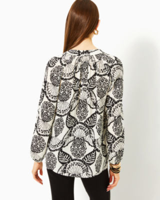 Elsa Silk Top, Coconut Pineapple Princess Allover, large image 2 - Lilly Pulitzer