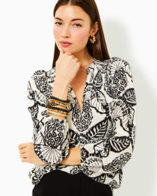 Elsa Silk Top, Coconut Pineapple Princess Allover, large image 3 - Lilly Pulitzer