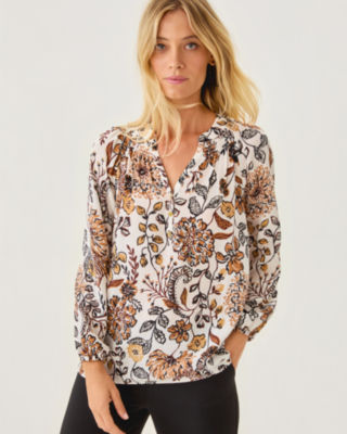 Elsa Silk Top, Coconut Take Meowt, large image 2