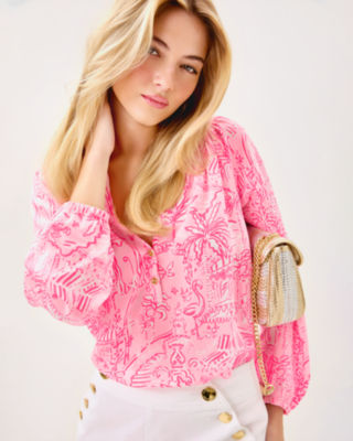 Elsa Silk Top, Conch Shell Pink Pennys Playground, large