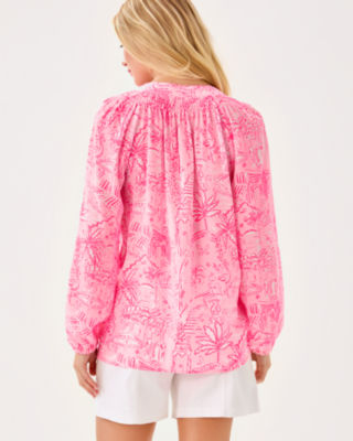 Elsa Silk Top, Conch Shell Pink Pennys Playground, large image 1