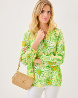 Elsa Silk Top, Limoncello Sunbelievable, large image 2