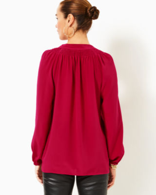 Elsa Silk Top, Malbec Red, large image 1 - Lilly Pulitzer