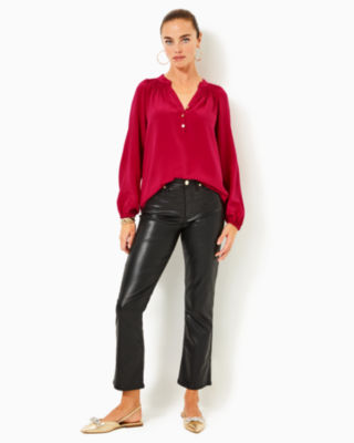 Elsa Silk Top, Malbec Red, large image 3 - Lilly Pulitzer