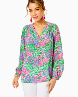 Lilly Pulitzer Elsa Silk Top In Multi A Cherry On Top