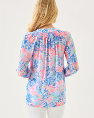 Elsa Silk Top, Multi Elephant Splash, large image 1