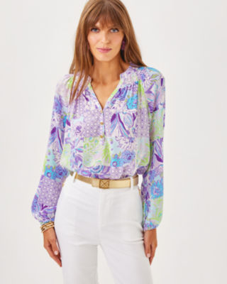 Elsa Silk Top, Multi Juicy Story Patch, large