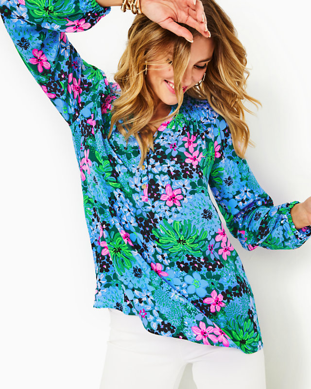 Elsa Silk Top, Multi Soiree All Day, large - Lilly Pulitzer