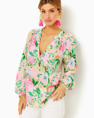 Lilly Pulitzer Elsa Silk Top In Multi Via Amore Spritzer