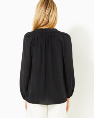 Elsa Silk Top, Noir, large image 1 - Lilly Pulitzer