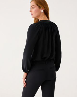Elsa Silk Top, Noir, large image 1