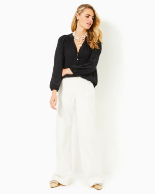 Elsa Silk Top, Noir, large image 3 - Lilly Pulitzer
