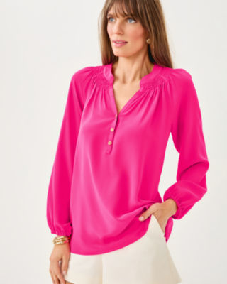 Elsa Silk Top, Parigi Pink, large image 2