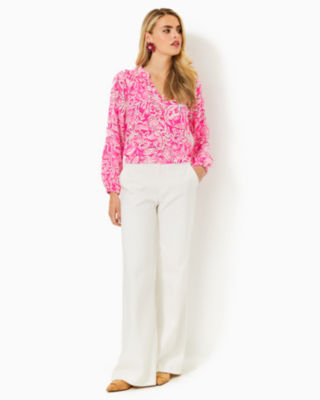 Elsa Silk Top, Passion Fruit Pink Absolutely Flamazing, large image 4 - Lilly Pulitzer