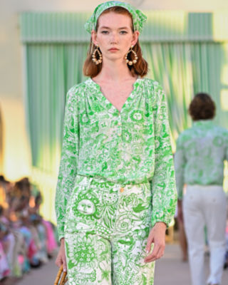 Elsa Silk Top, Putting Green Lil Fleur De Lilly, large