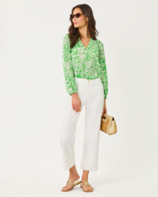 Elsa Silk Top, Putting Green Lil Fleur De Lilly, large image 4