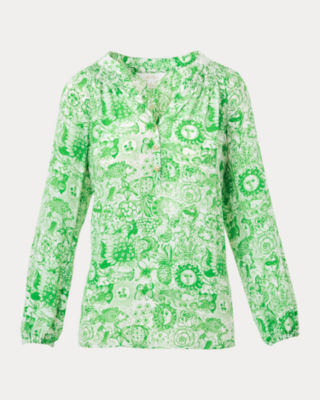 Elsa Silk Top, Putting Green Lil Fleur De Lilly, large image 6
