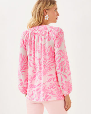Elsa Silk Top, Rousseau Pink Glisten In The Sun, large image 1