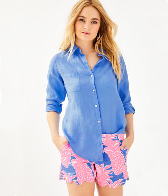 Sea View Linen Button Down Top, , large - Lilly Pulitzer