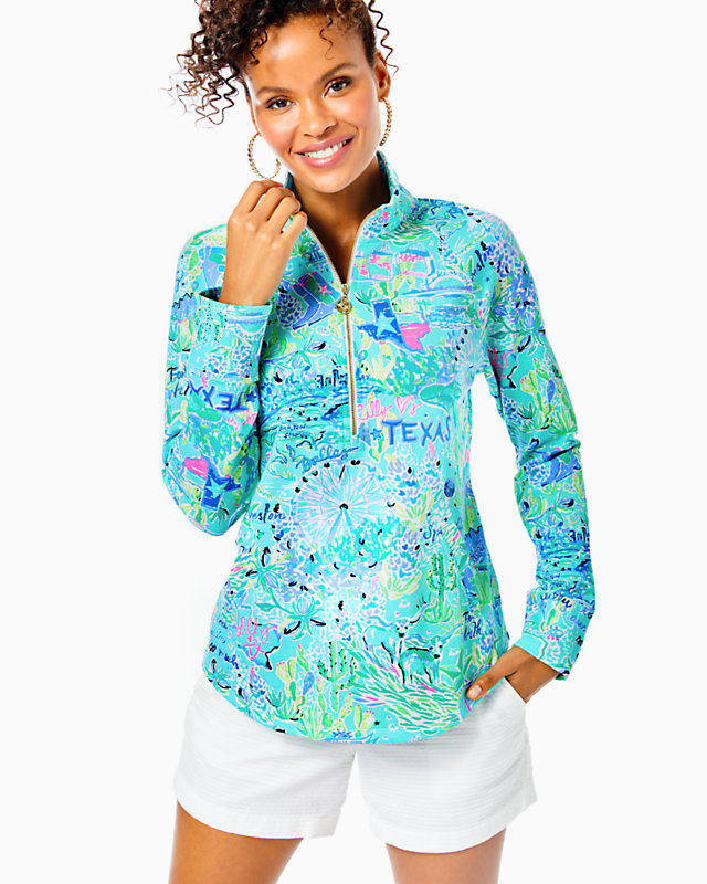 UPF 50+ Skipper Popover, Bayside Blue Lilly Loves Texas, large - Lilly Pulitzer