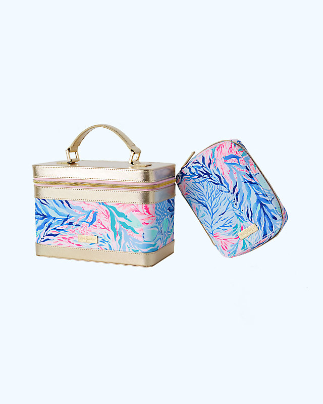 Train Cosmetic Case and Brush Set, , large - Lilly Pulitzer