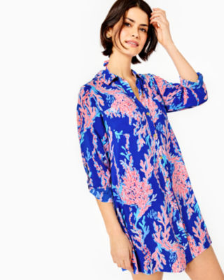 Lilly Pulitzer Natalie Shirtdress Cover-up In Borealis Blue Swim On Over