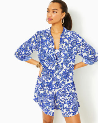 Lilly Pulitzer Natalie Shirtdress Cover-up In Deeper Coconut Ride With Me
