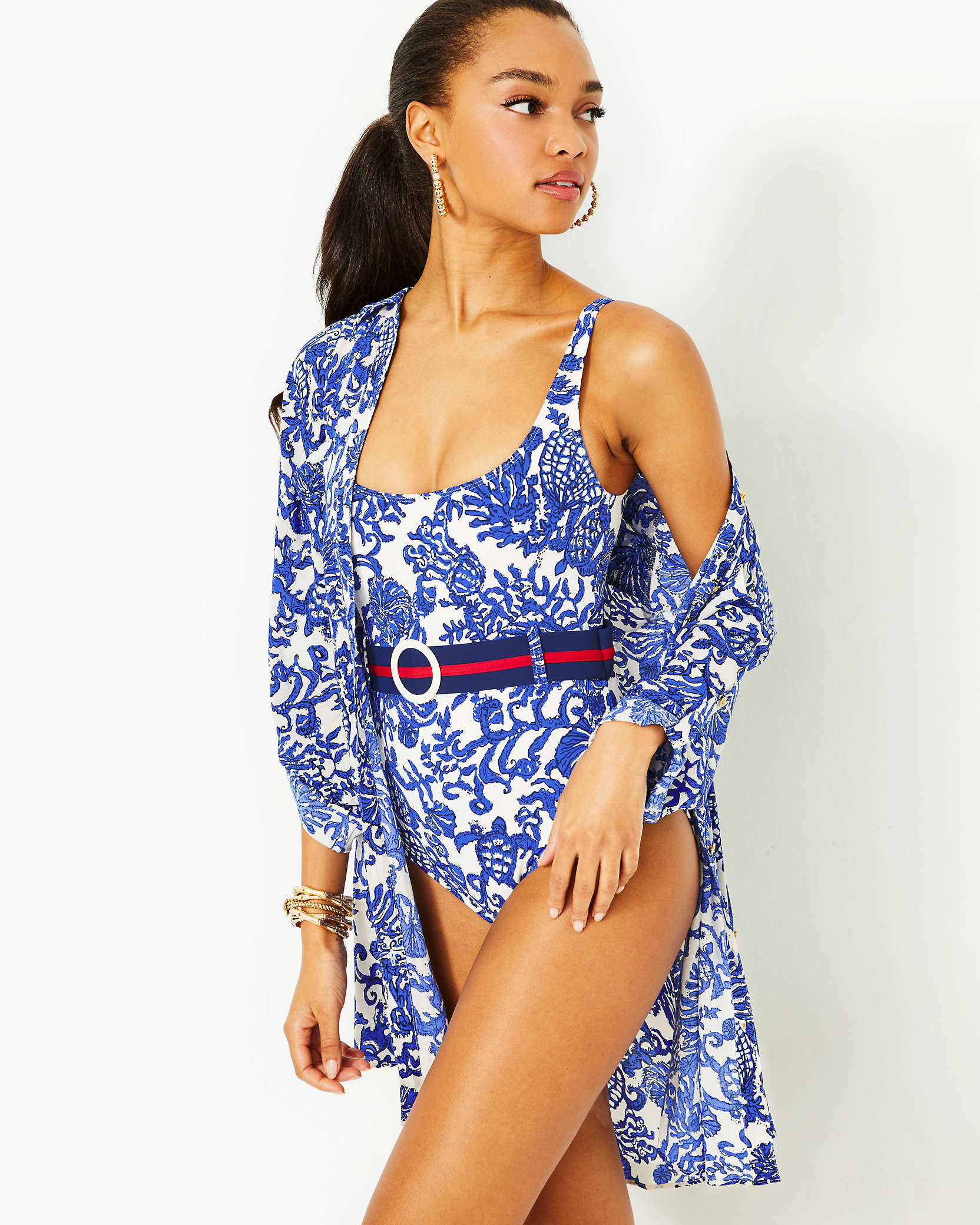 Shop Lilly Pulitzer Natalie Shirtdress Cover-up In Deeper Coconut Ride With Me
