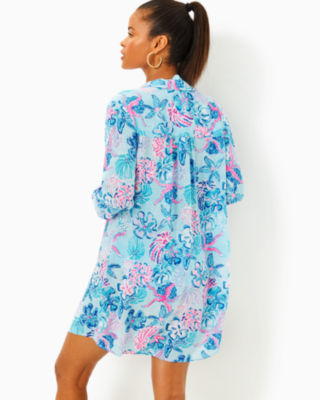 Shop Lilly Pulitzer Natalie Shirtdress Cover-up In Multi Bahamas Beachcomber