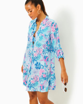 Shop Lilly Pulitzer Natalie Shirtdress Cover-up In Multi Bahamas Beachcomber