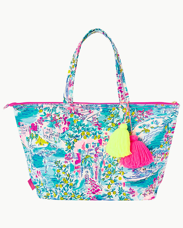 Palm Beach Zip Up Tote, Multi Postcards From Positano, large - Lilly Pulitzer