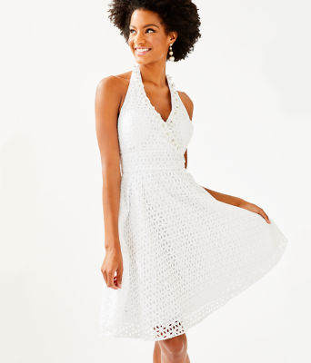 white halter dress midi