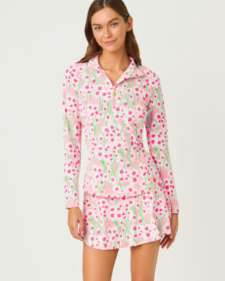 UPF 50+ Luxletic Aila Skort, Conch Shell Pink Lil Sunny Daisies, large