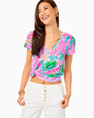 Lilly Pulitzer Etta V-neck Top In Multi Tigers Lair