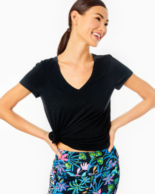 Lilly Pulitzer Etta V-neck Top In Onyx