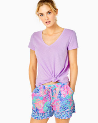 Lilly Pulitzer Etta V-neck Top In Purple Iris