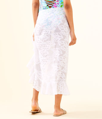 Wilda Sarong, Resort White Vertical Leaf Poly Crepe Clip Jacquard, large image 2 - Lilly Pulitzer