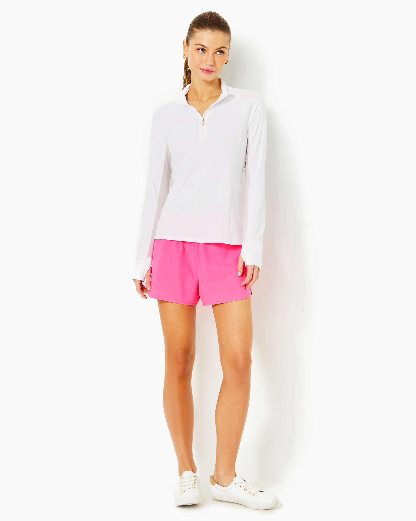 Shop Lilly Pulitzer Upf 50+ Luxletic 4" Backcourt Short In Roxie Pink