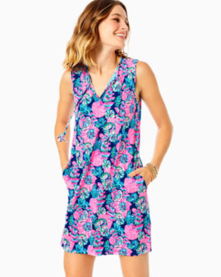 Lilly Pulitzer Women's Johana Sleeveless Cover-up Dress In Oyster Bay Navy Shroom With A View